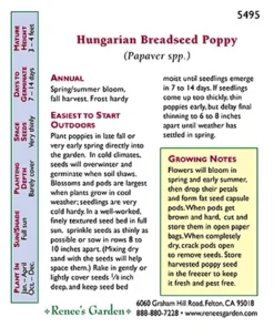 Renee's Garden Poppy Hungarian Breadseed -Groworganic Shop 5495 pb
