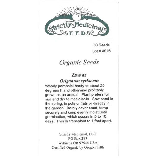 Strictly Medicinal Organic Zaatar -Groworganic Shop strictly medicinal organic zaatar
